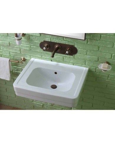 Robinet mural 3t plaque fine Bleu Provence