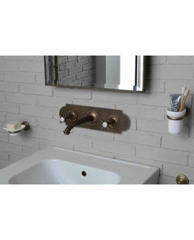 Robinet mural 3t plaque fine Bleu Provence