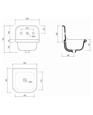 Lavabo vanity size 42cm true colors Bleu Provence