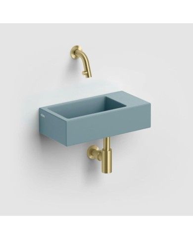 lave-mains bleu mat 36cm 0trou Flush 3 Clou