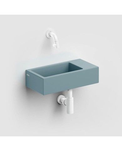 lave-mains bleu mat 36cm 0trou Flush 3 Clou