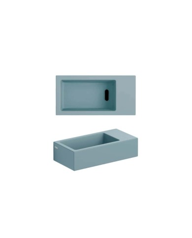 lave-mains bleu mat 36cm 0trou Flush 3 Clou