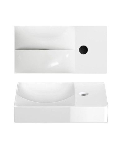 lave mains blanc brillant 38cm 1 trou VALE Clou