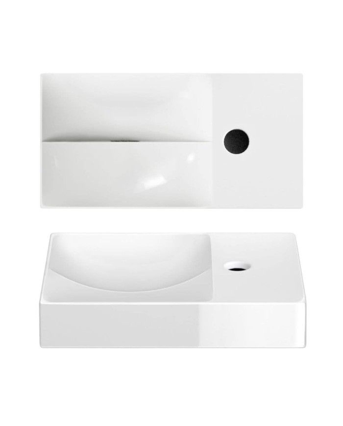 lave mains blanc brillant 38cm 1 trou VALE Clou