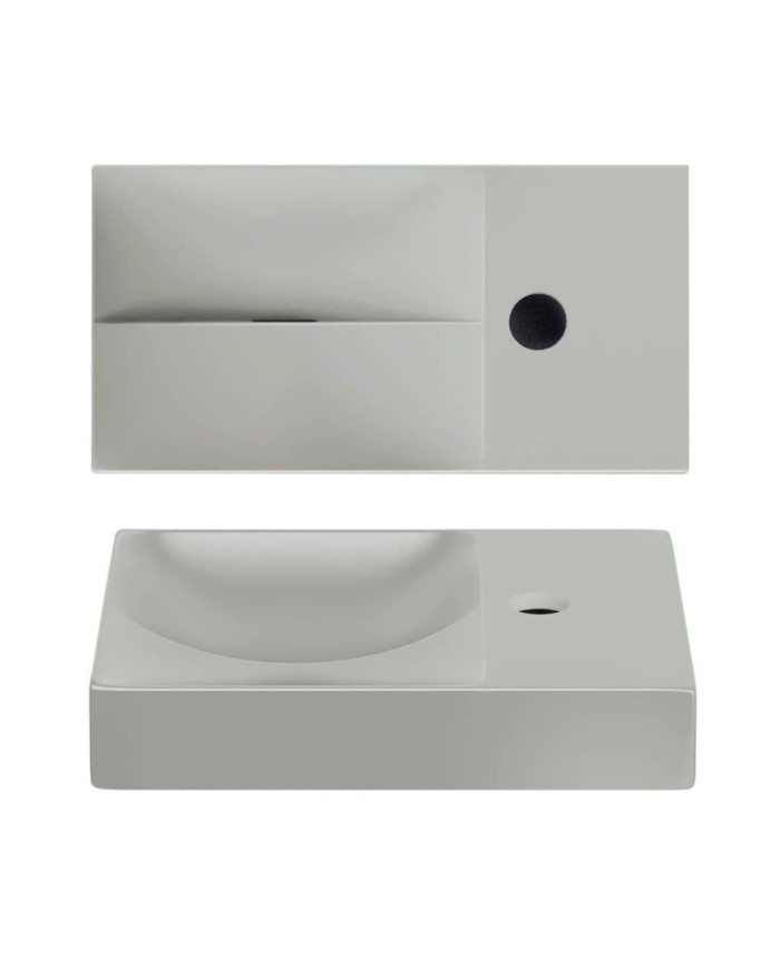 lave mains gris mat 38cm 1 trou VALE Clou