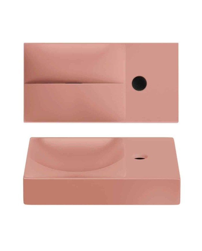 lave mains rose mat 38cm 1 trou VALE Clou