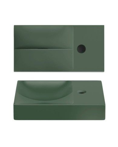 lave mains vert pin mat 38cm 1 trou VALE Clou