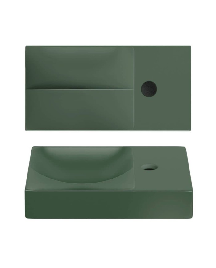 lave mains vert pin mat 38cm 1 trou VALE Clou