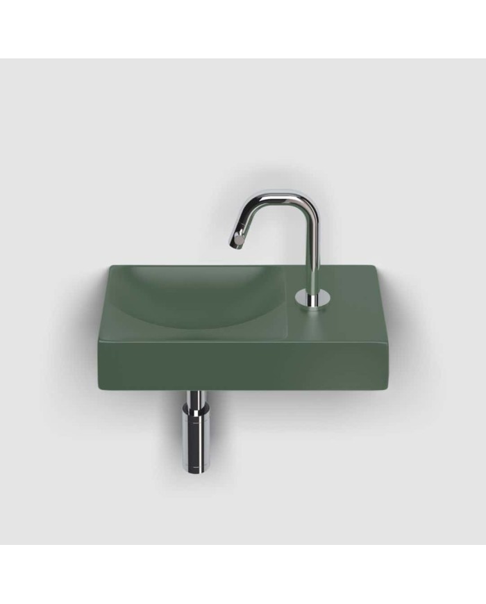 lave mains vert pin mat 38cm 1 trou VALE Clou