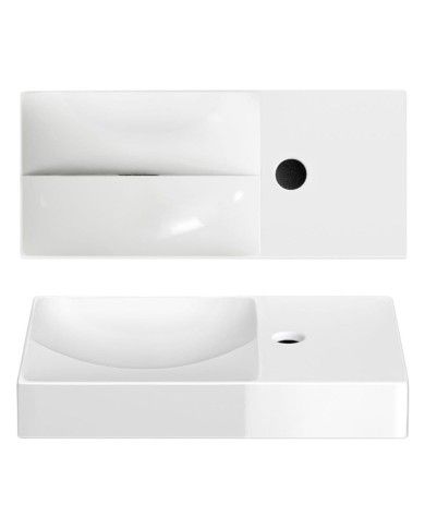 lave mains blanc brillant 45cm 1 trou VALE Clou