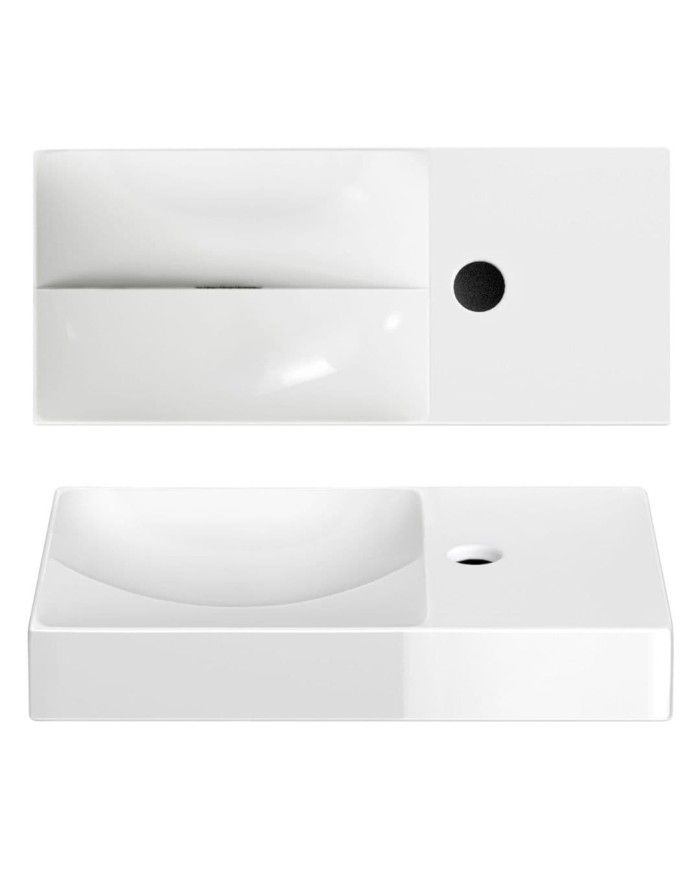 lave mains blanc brillant 45cm 1 trou VALE Clou