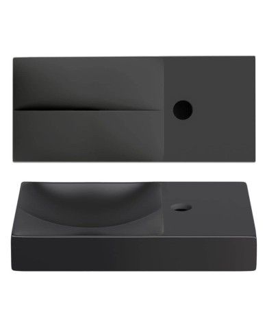 lave mains noir mat 45cm 1 trou VALE Clou