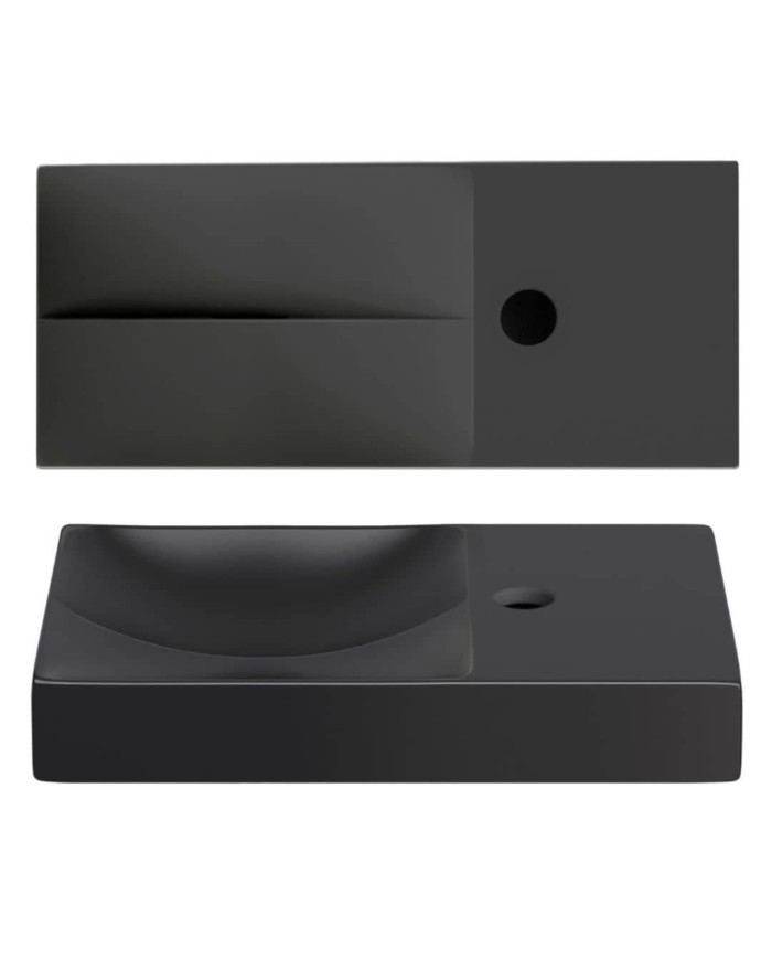 lave mains noir mat 45cm 1 trou VALE Clou