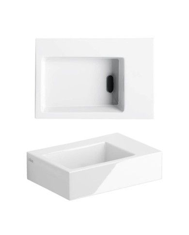 lave mains blanc brillant 36cm 0 trou Flush 2 Clou