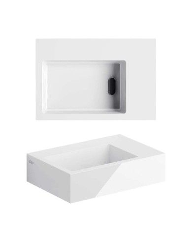 lave mains blanc mat aluite 36cm 1 trou Flush 2 Clou