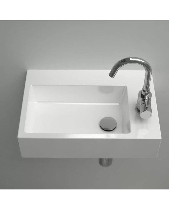 lave mains blanc brillant 42.5cm 1 trou Flush 2 Clou