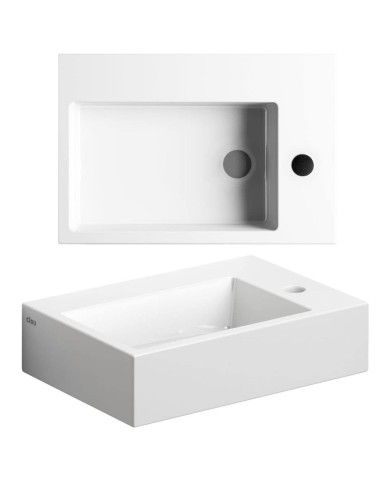 lave mains blanc brillant 42.5cm 1 trou Flush 2 Clou