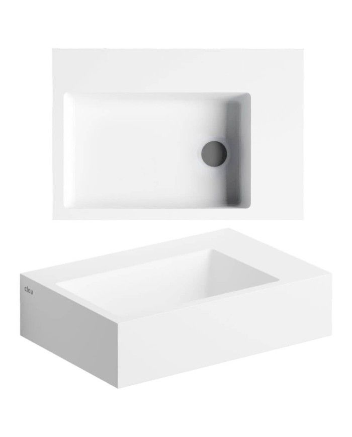 lave mains blanc mat aluite 42.5cm Flush 2 + Clou