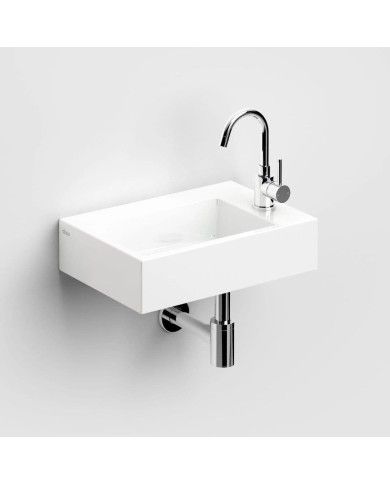 lave mains blanc brillant 42.5cm 1 trou Flush 2 Clou