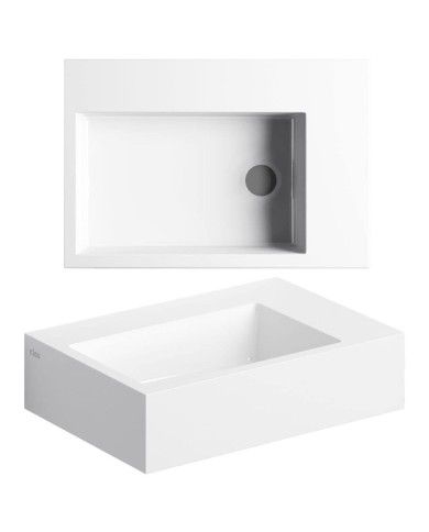 lave mains blanc brillant marbre 42.5cm Flush 2 + Clou