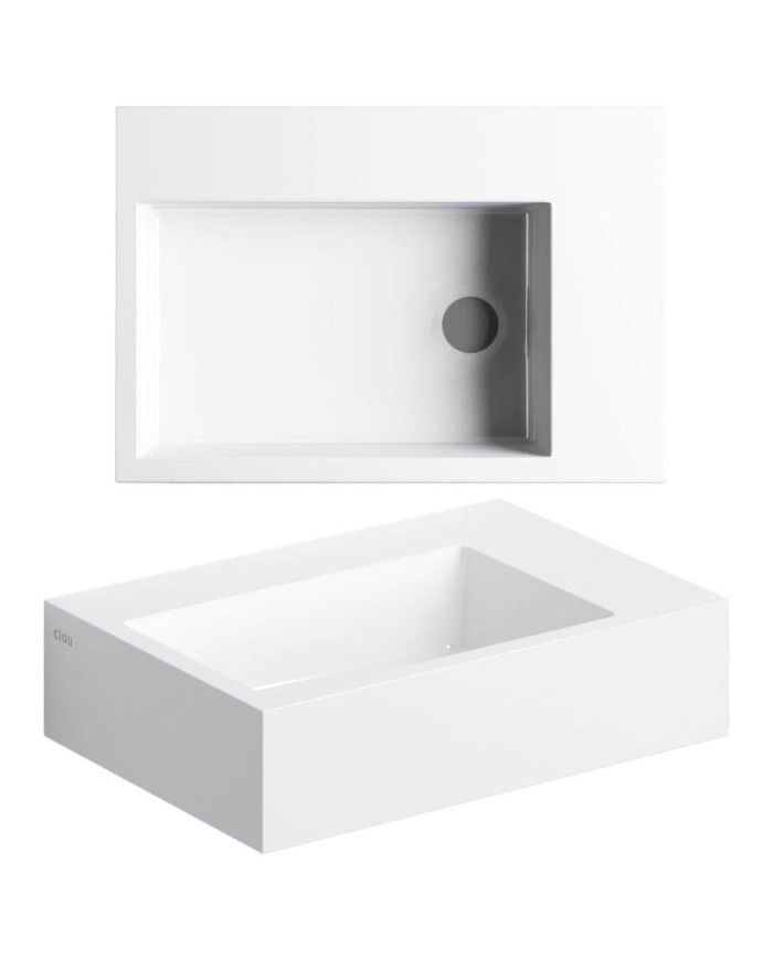 lave mains blanc brillant marbre 42.5cm Flush 2 + Clou