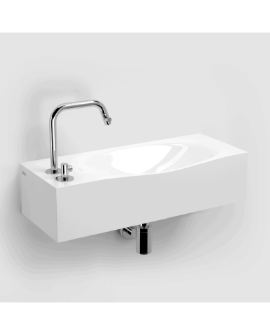 Lave mains blanc marbre mineral 65cm Hammock Plus Clou