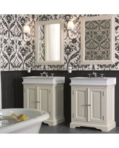 Meuble lavabo 68.5 cm en pin et miroir Marjeling Aqua Prestige