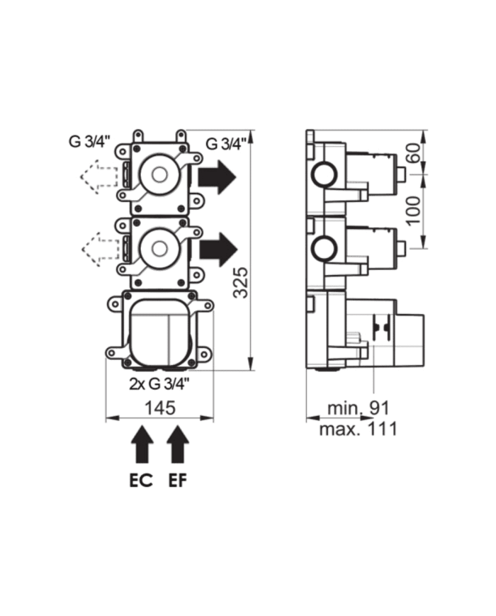 Box 2 voies thermostatique Naja Horus
