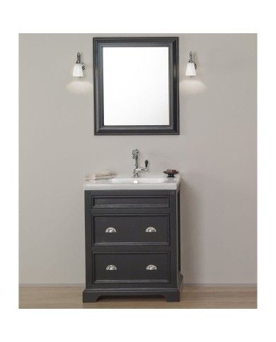 Meuble lavabo 71 cm en pin et miroir Trendy Aqua Prestige
