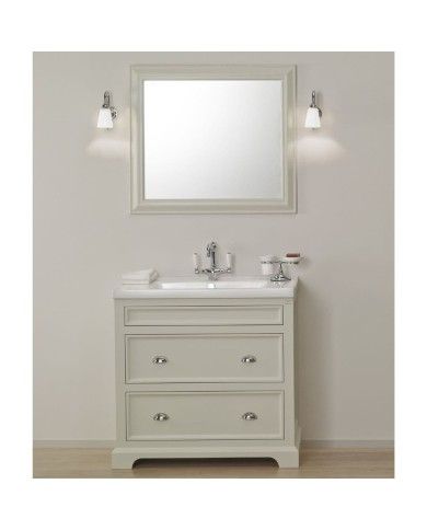 Meuble lavabo 91 cm en pin et miroir Trendy Aqua Prestige