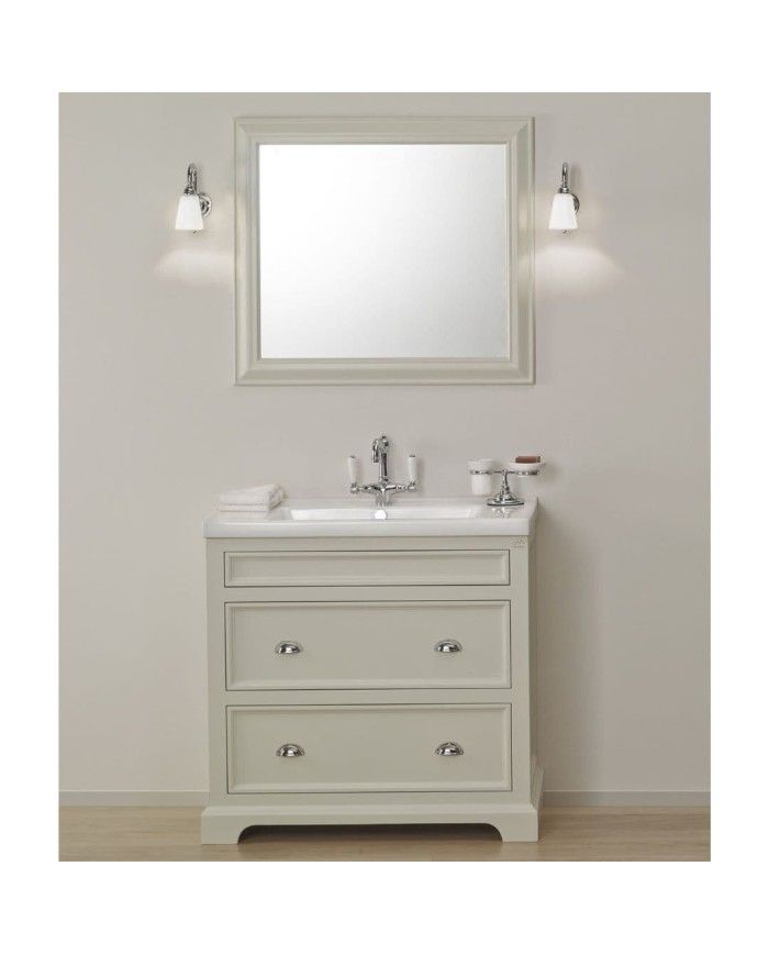 Meuble lavabo 91 cm en pin et miroir Trendy Aqua Prestige
