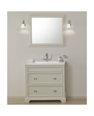 Meuble lavabo 91 cm en pin et miroir Trendy Aqua Prestige