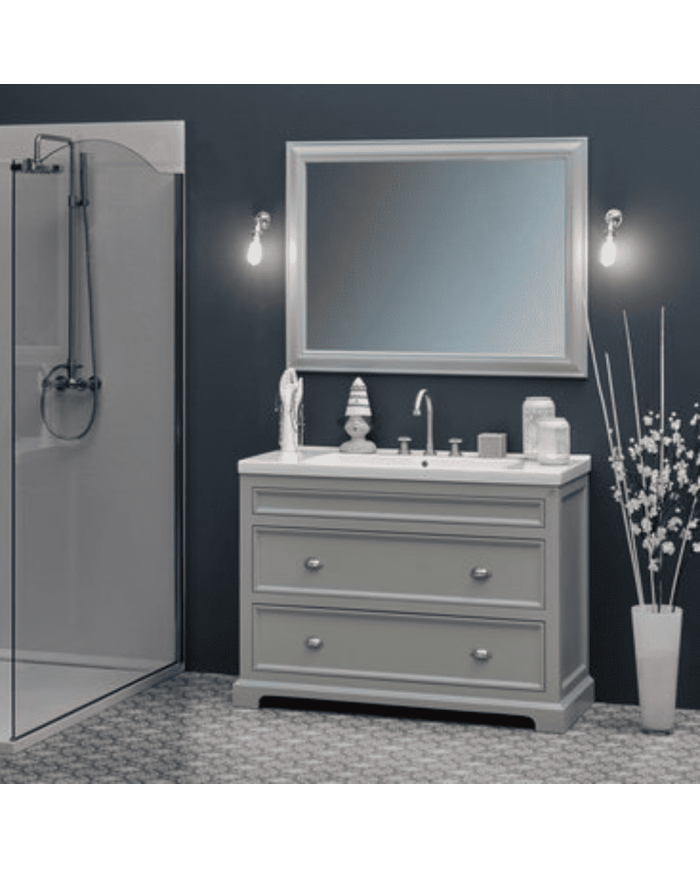 Meuble lavabo 121 cm en pin et miroir Trendy Aqua Prestige