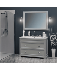 Meuble lavabo 121 cm en pin et miroir Trendy Aqua Prestige