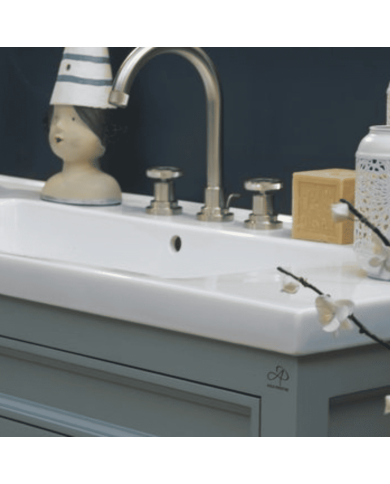 Meuble lavabo 121 cm en pin et miroir Trendy Aqua Prestige