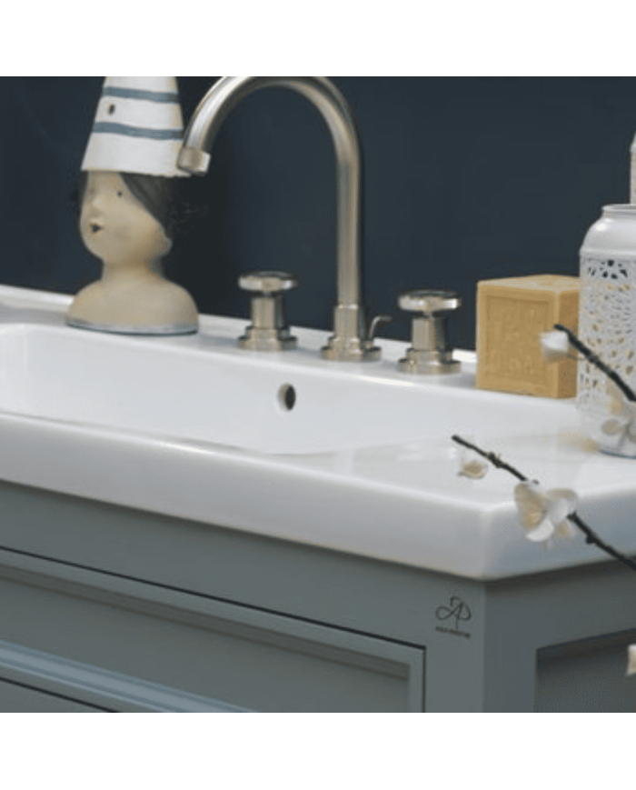 Meuble lavabo 121 cm en pin et miroir Trendy Aqua Prestige