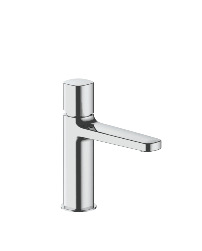 Mitigeur lavabo chromé design Lamé Fantini, bec plat, finition brillante