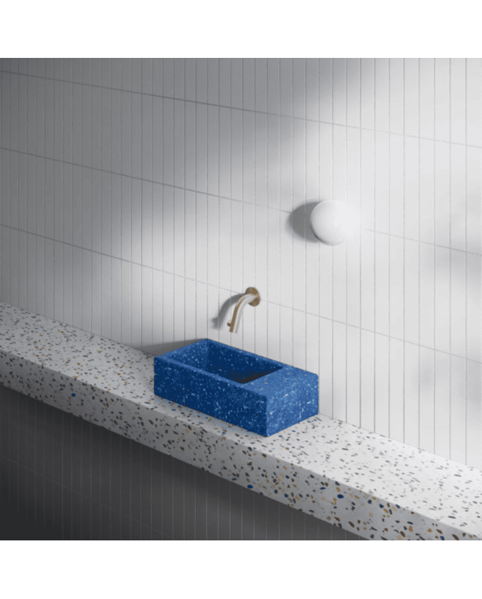 Lave-mains bleu nuit 36cm Flush 3 Clou