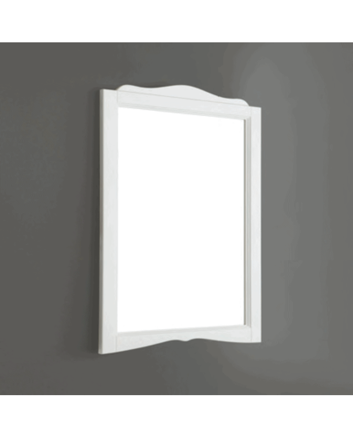 Miroir Simas 83 blanc rectangulaire à cadre arrondi, design rétro élégant