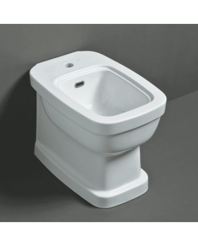 Bidet caréné blanc céramique Simas, design vintage, forme rectangulaire et élégante.