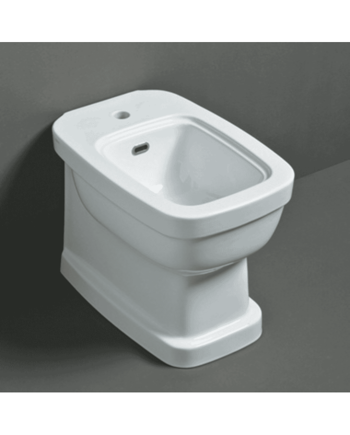 Bidet caréné blanc céramique Simas, design vintage, forme rectangulaire et élégante.