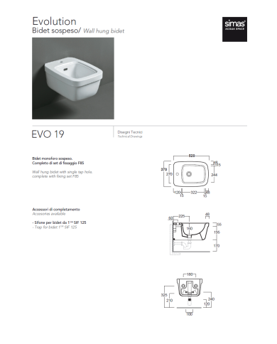 Bidet suspendu - Simas