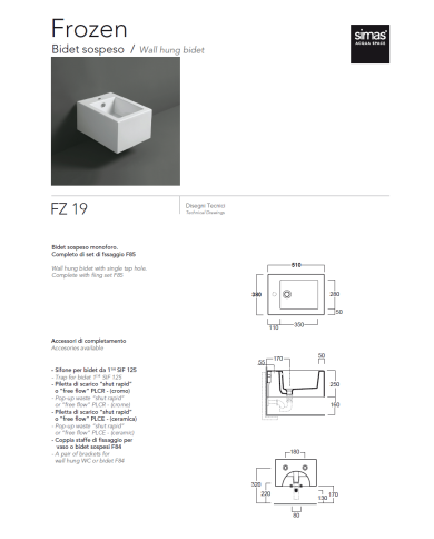 Bidet suspendu - Simas