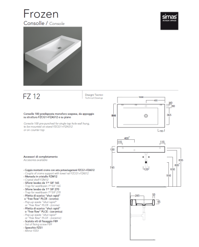 Lavabo 100 Frozen - Simas
