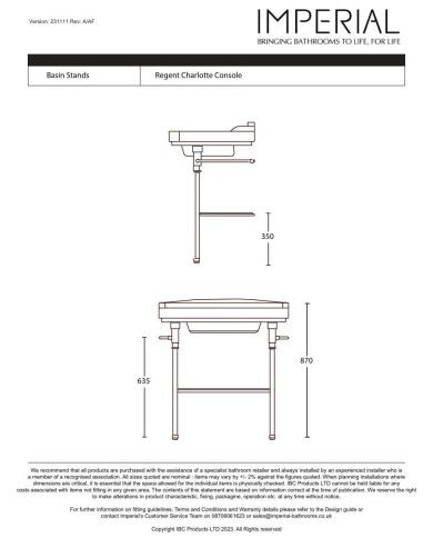 Lavabo 100 - Regent Imperial