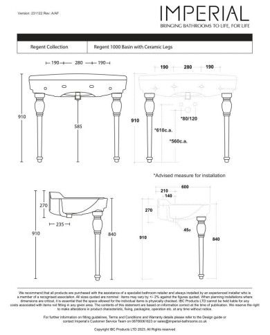 Lavabo 100 - Regent Imperial