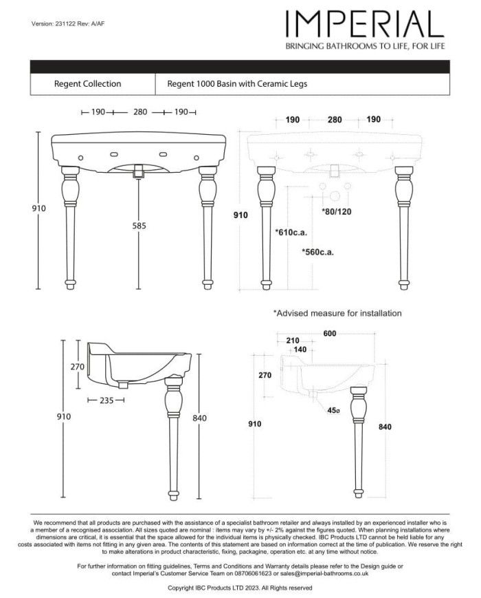 Lavabo 100 - Regent Imperial