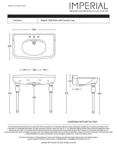 Lavabo 100 - Regent Imperial