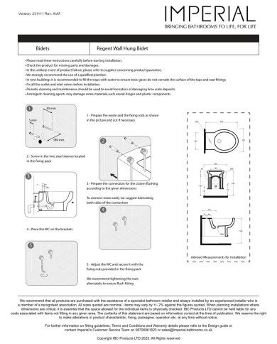 Bidet suspendu - Regent Imperial