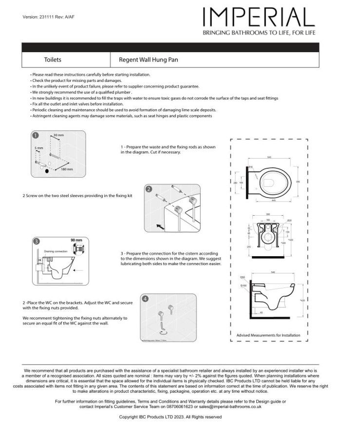 Cuvette suspendue - Regent Imperial